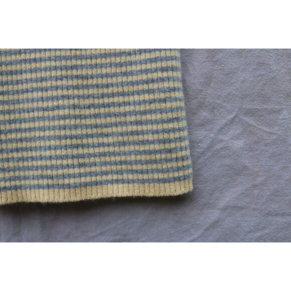 Thalia Cashmere Turtleneck Sweater Women's Yellow and Gray Stripped Size Medium - Picture 7 of 7